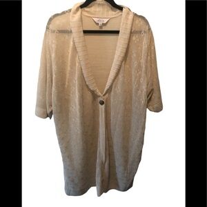 Exclusively Misook Ivory Crochet One Button Knit Cardigan Sweater 2X Grandmacore